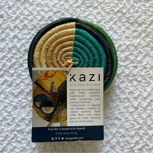 NWT Globe In KAZI Raffia Drink Coasters Artisan-Made Set of 4
